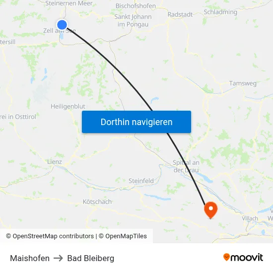 Maishofen to Bad Bleiberg map