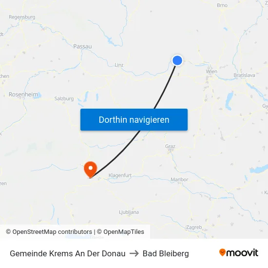 Gemeinde Krems An Der Donau to Bad Bleiberg map
