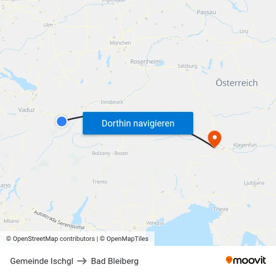 Gemeinde Ischgl to Bad Bleiberg map