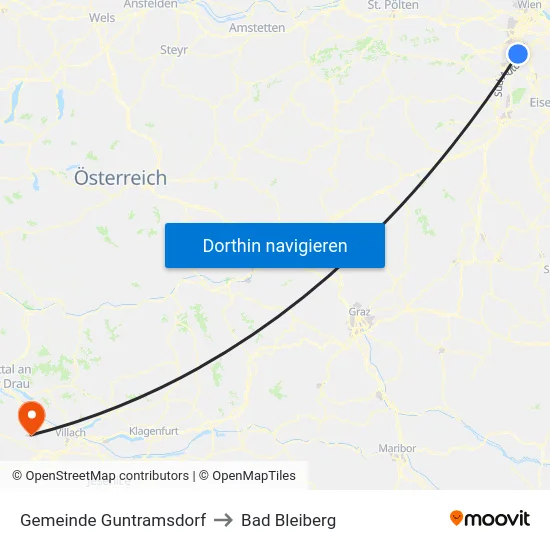 Gemeinde Guntramsdorf to Bad Bleiberg map