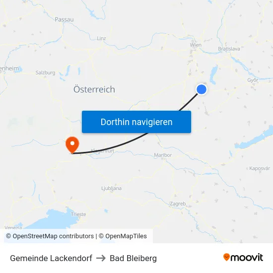 Gemeinde Lackendorf to Bad Bleiberg map