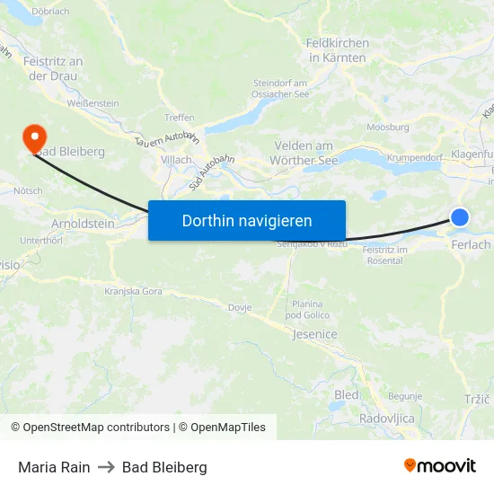 Maria Rain to Bad Bleiberg map