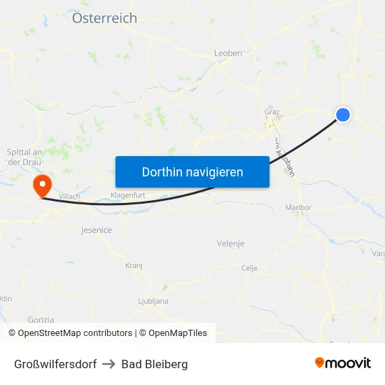 Großwilfersdorf to Bad Bleiberg map