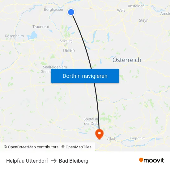 Helpfau-Uttendorf to Bad Bleiberg map