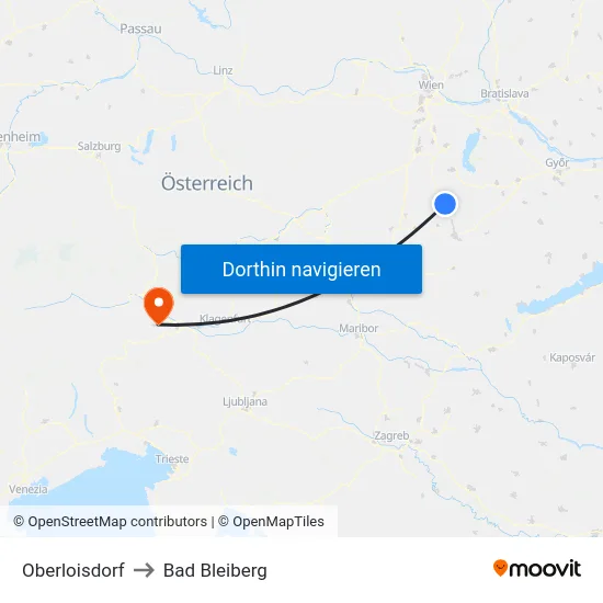 Oberloisdorf to Bad Bleiberg map
