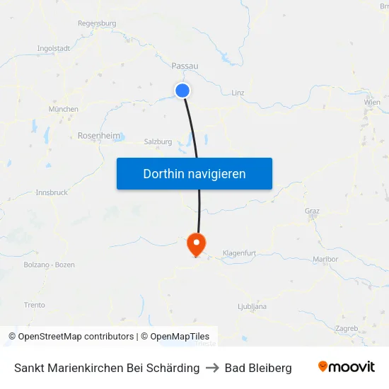 Sankt Marienkirchen Bei Schärding to Bad Bleiberg map