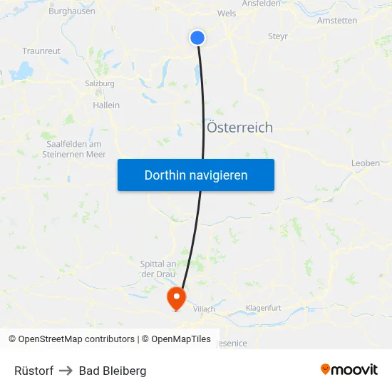 Rüstorf to Bad Bleiberg map