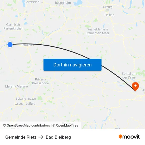 Gemeinde Rietz to Bad Bleiberg map
