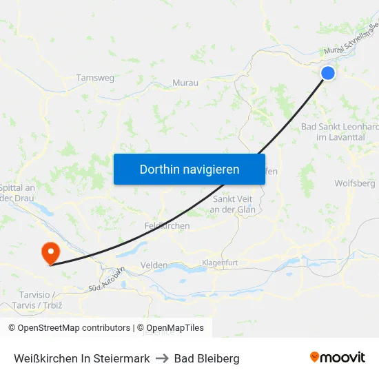 Weißkirchen In Steiermark to Bad Bleiberg map
