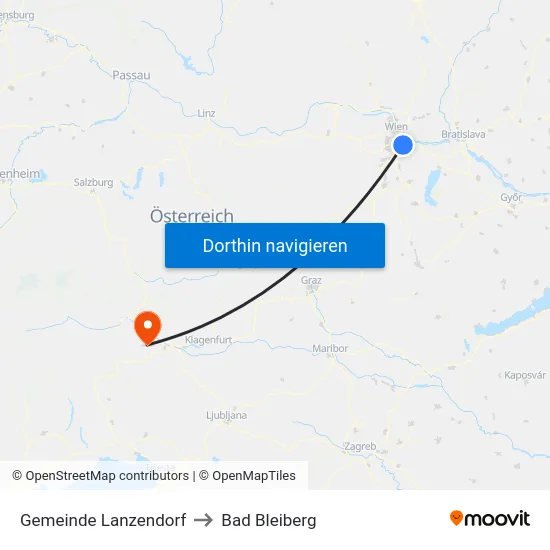 Gemeinde Lanzendorf to Bad Bleiberg map