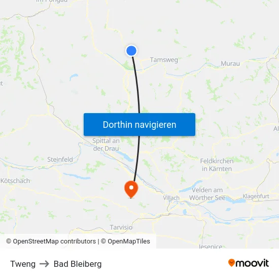 Tweng to Bad Bleiberg map