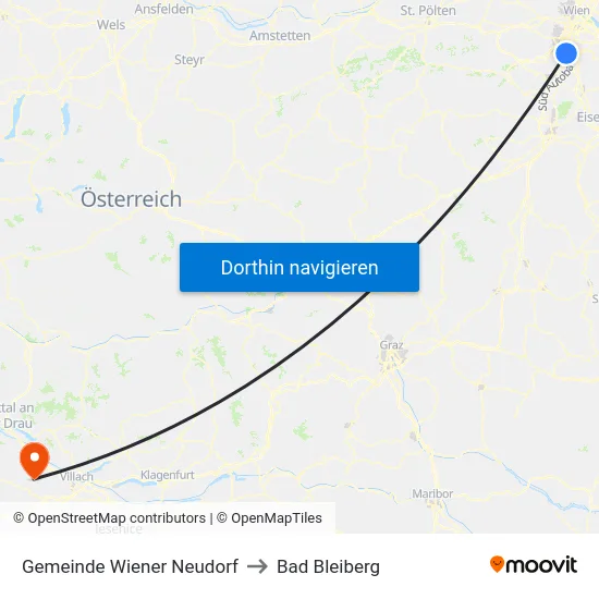 Gemeinde Wiener Neudorf to Bad Bleiberg map