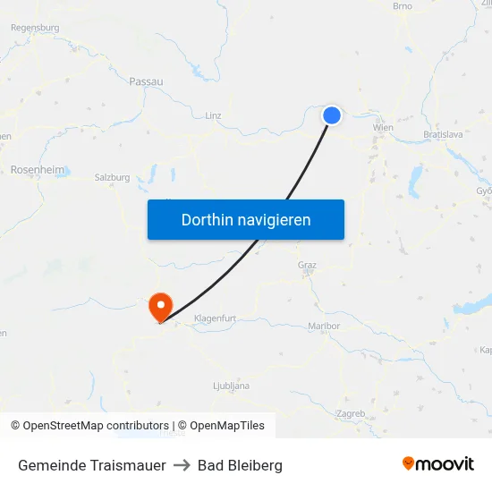 Gemeinde Traismauer to Bad Bleiberg map