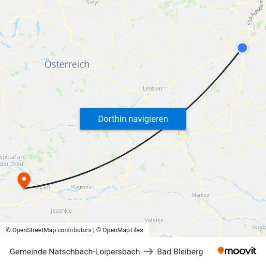 Gemeinde Natschbach-Loipersbach to Bad Bleiberg map