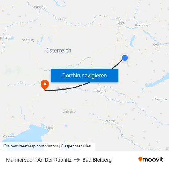 Mannersdorf An Der Rabnitz to Bad Bleiberg map
