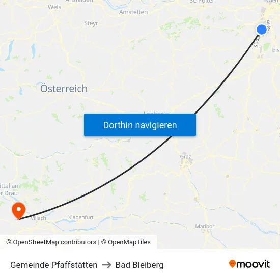 Gemeinde Pfaffstätten to Bad Bleiberg map