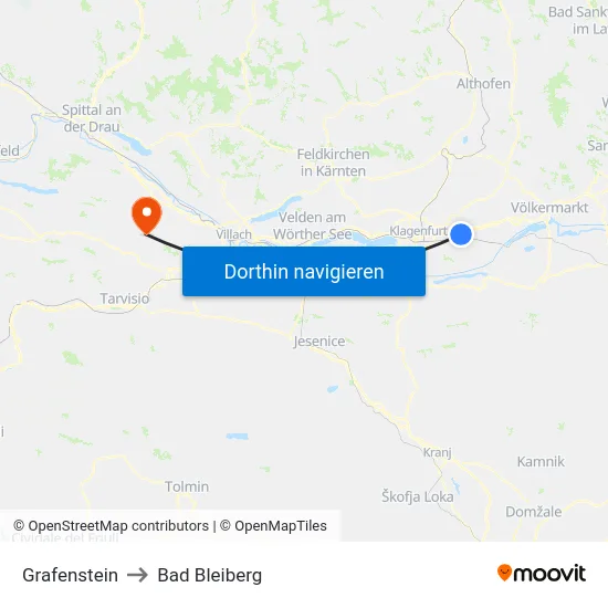 Grafenstein to Bad Bleiberg map