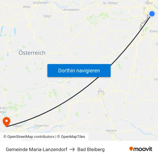 Gemeinde Maria-Lanzendorf to Bad Bleiberg map
