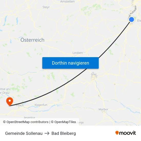 Gemeinde Sollenau to Bad Bleiberg map