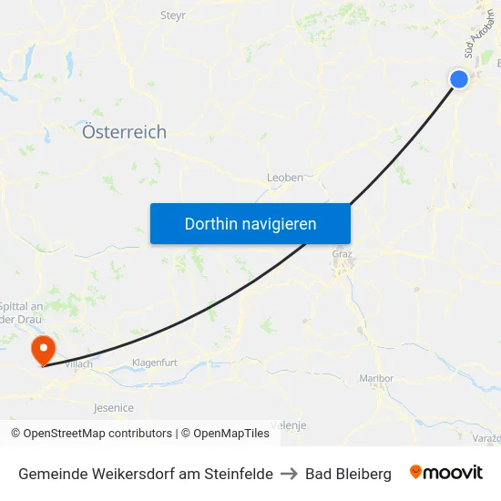 Gemeinde Weikersdorf am Steinfelde to Bad Bleiberg map
