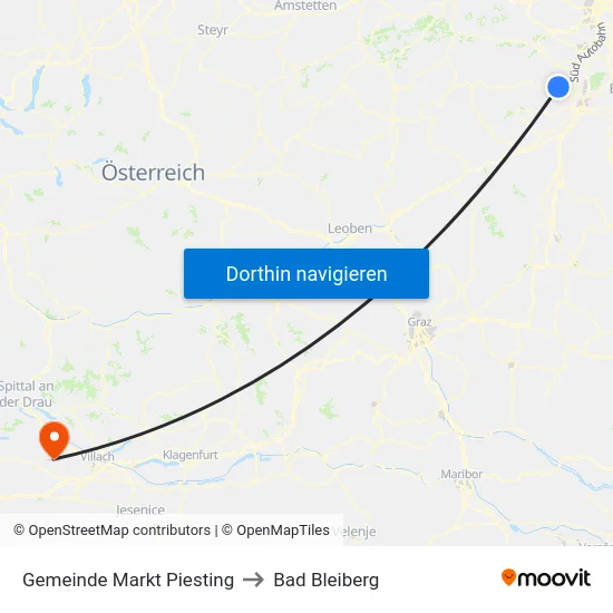 Gemeinde Markt Piesting to Bad Bleiberg map