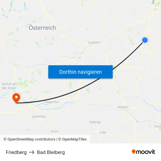 Friedberg to Bad Bleiberg map