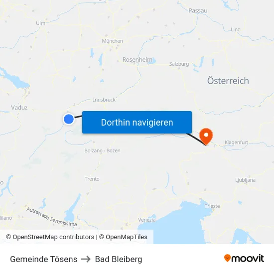 Gemeinde Tösens to Bad Bleiberg map