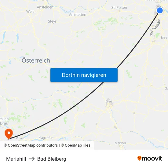 Mariahilf to Bad Bleiberg map