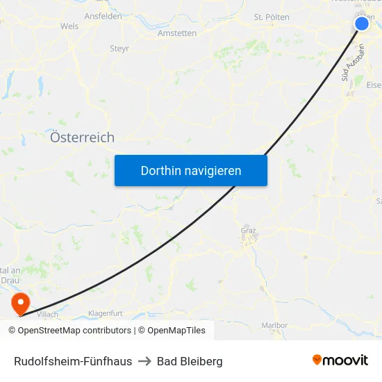 Rudolfsheim-Fünfhaus to Bad Bleiberg map