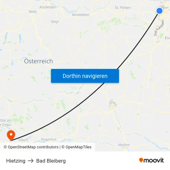 Hietzing to Bad Bleiberg map