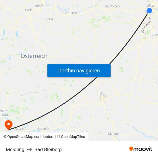 Meidling to Bad Bleiberg map
