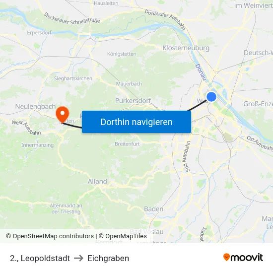 2., Leopoldstadt to Eichgraben map