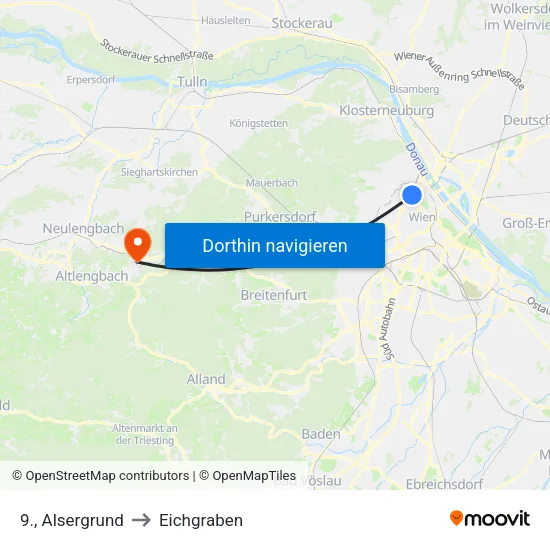 9., Alsergrund to Eichgraben map