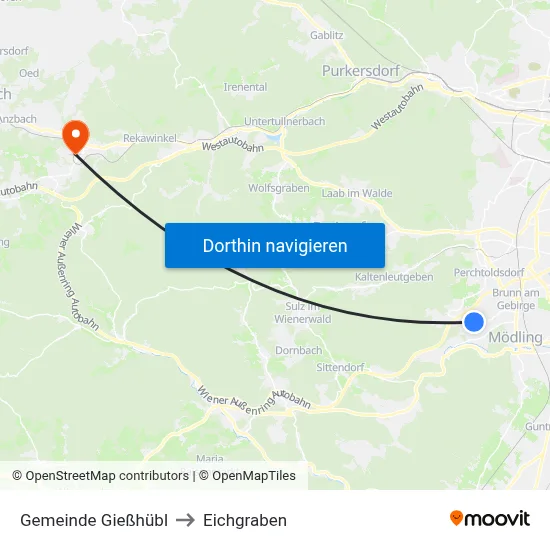 Gemeinde Gießhübl to Eichgraben map