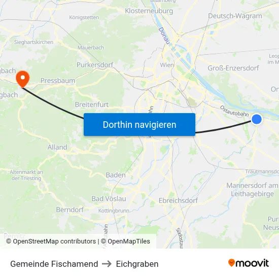 Gemeinde Fischamend to Eichgraben map