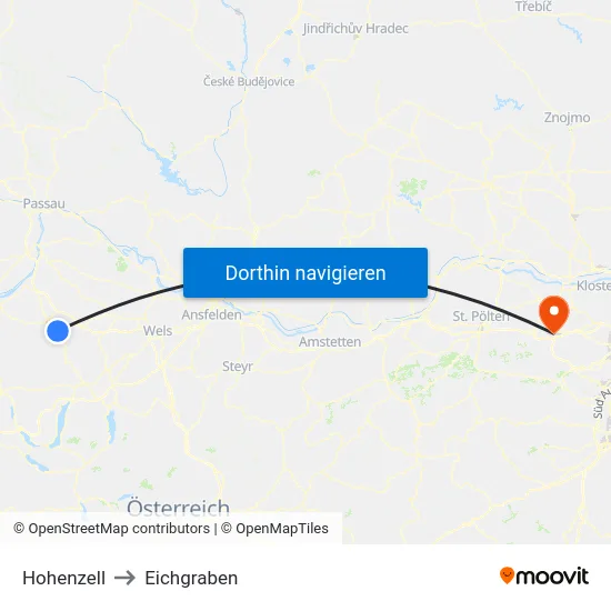 Hohenzell to Eichgraben map