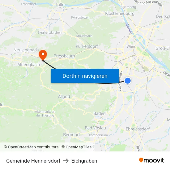 Gemeinde Hennersdorf to Eichgraben map