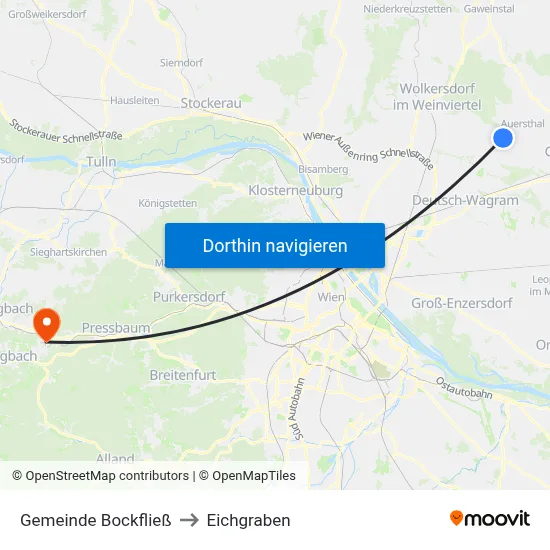 Gemeinde Bockfließ to Eichgraben map