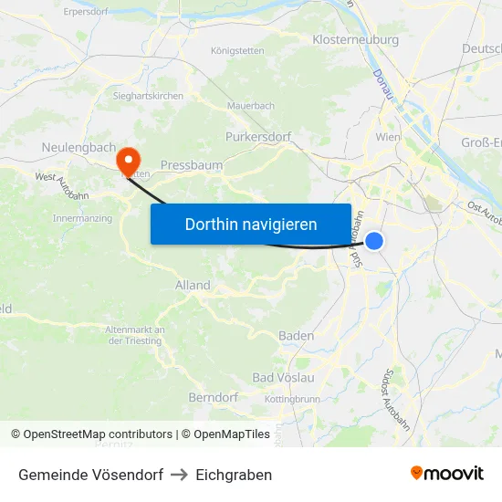 Gemeinde Vösendorf to Eichgraben map