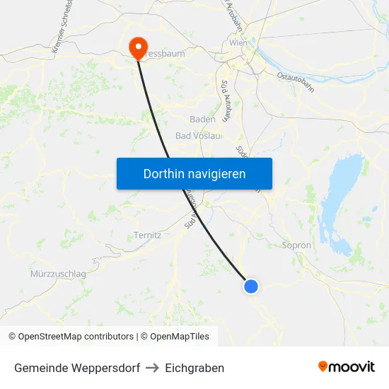 Gemeinde Weppersdorf to Eichgraben map