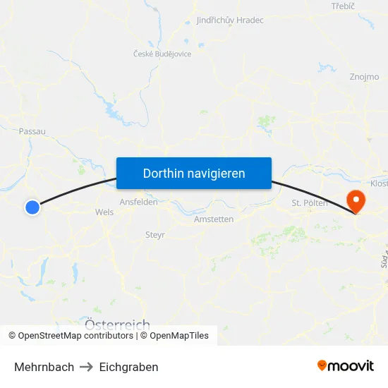 Mehrnbach to Eichgraben map
