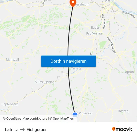 Lafnitz to Eichgraben map