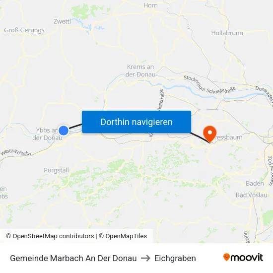 Gemeinde Marbach An Der Donau to Eichgraben map