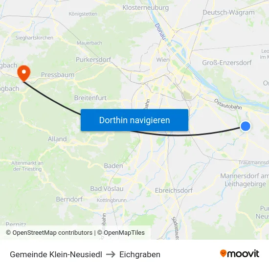 Gemeinde Klein-Neusiedl to Eichgraben map