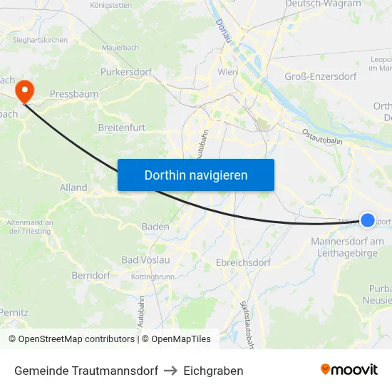 Gemeinde Trautmannsdorf to Eichgraben map