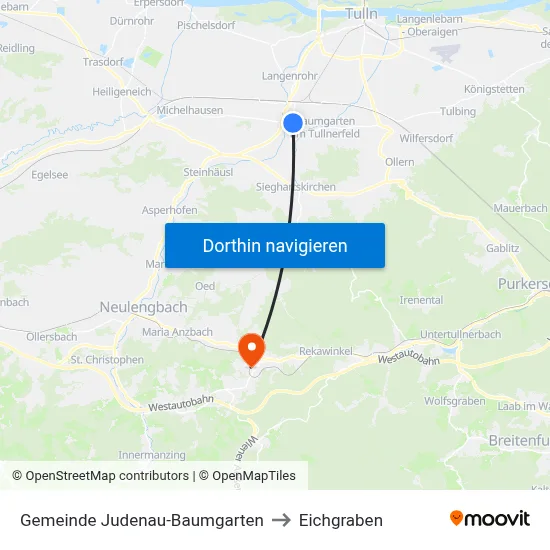 Gemeinde Judenau-Baumgarten to Eichgraben map