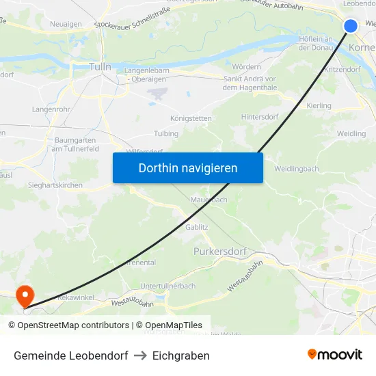 Gemeinde Leobendorf to Eichgraben map