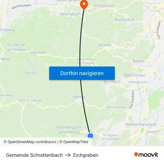 Gemeinde Schrattenbach to Eichgraben map