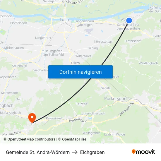 Gemeinde St. Andrä-Wördern to Eichgraben map