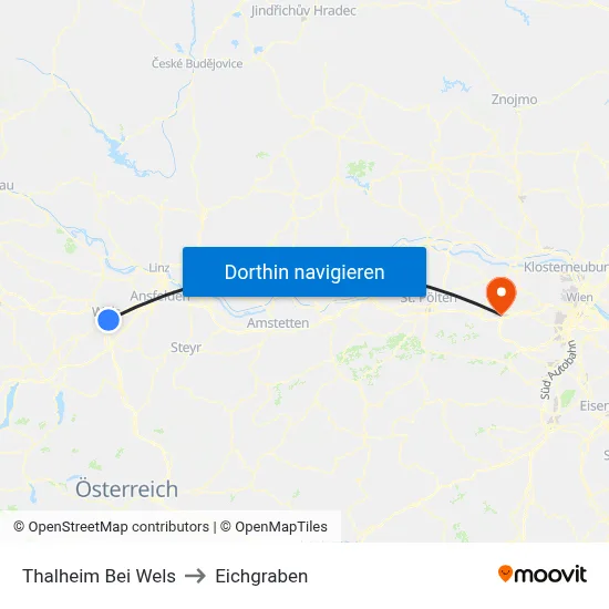 Thalheim Bei Wels to Eichgraben map